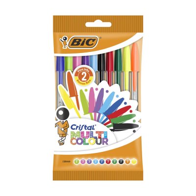 Bic Cristal Multicolour Ballpoint Pens 1.6mm, Pack of 10