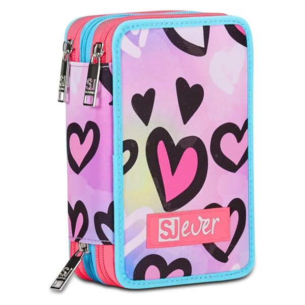 Seven 3 Zip Large Filled Heartscope Girl Pencil Case 45Pcs