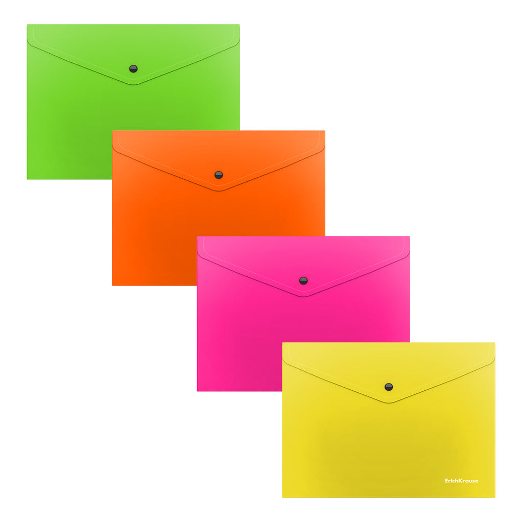 Button A5 Plastic Envelop Neon Colour