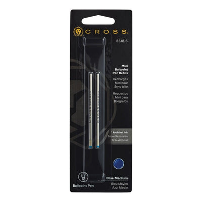 Cross 8518-6 - Mini Ballpoint Pen Refills X2 Blue Medium