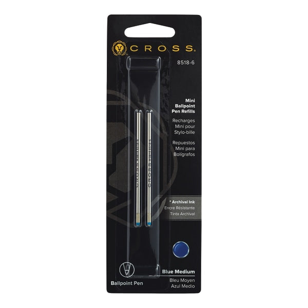 Cross 8518-4 - Mini Ballpoint Pen Refills X2 Black Medium