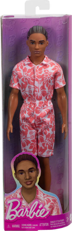 Barbie Fashionistas Ken Doll with Braided Brown Hair & Hawaiian Print Jumpsuit