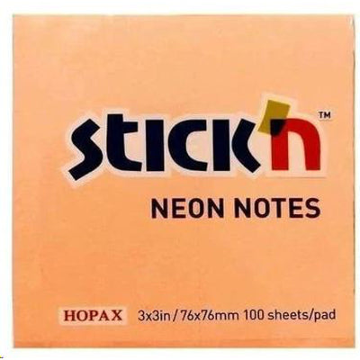 Stick n Neon Sticky Notes 76x76mm 100 Sheets Peach
