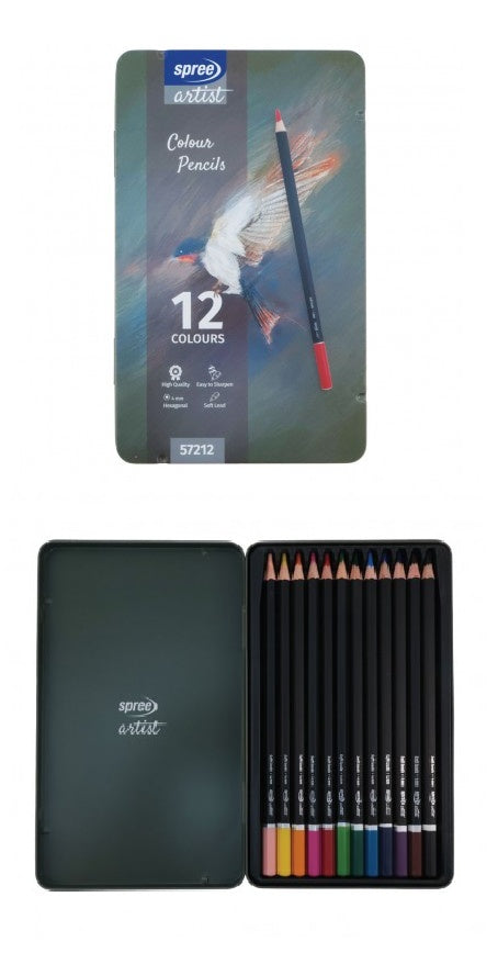 Artist Colored Pencils 12 Colors Metal Box