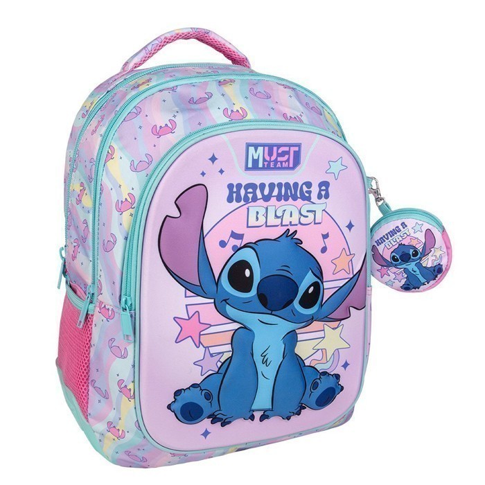 Disney Stitch Having A Blast school bag 3 zip fit A4