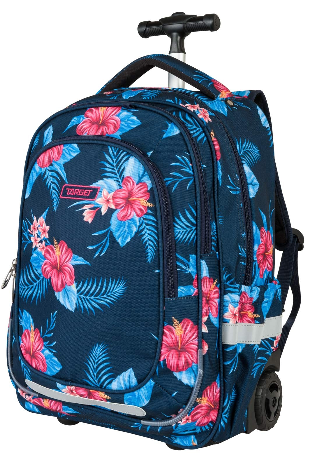 Backpack Large 3 Zip Trolley Bag Floral Blue