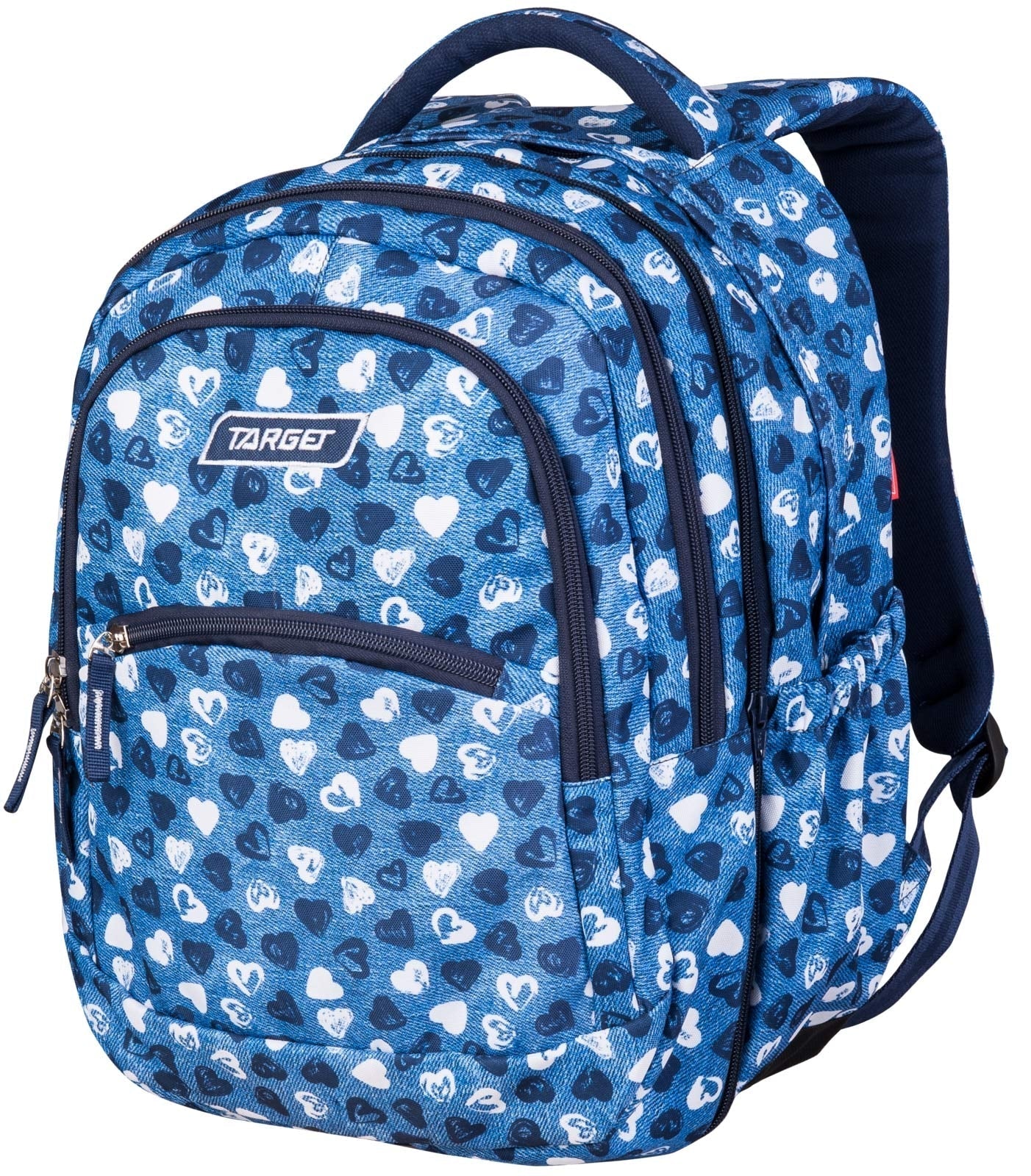 Backpack 2 In 1 Large 3 Zip Curved Jeans Hearts