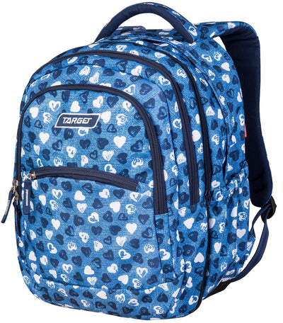 Backpack 2 In 1 Large 3 Zip Curved Jeans Hearts