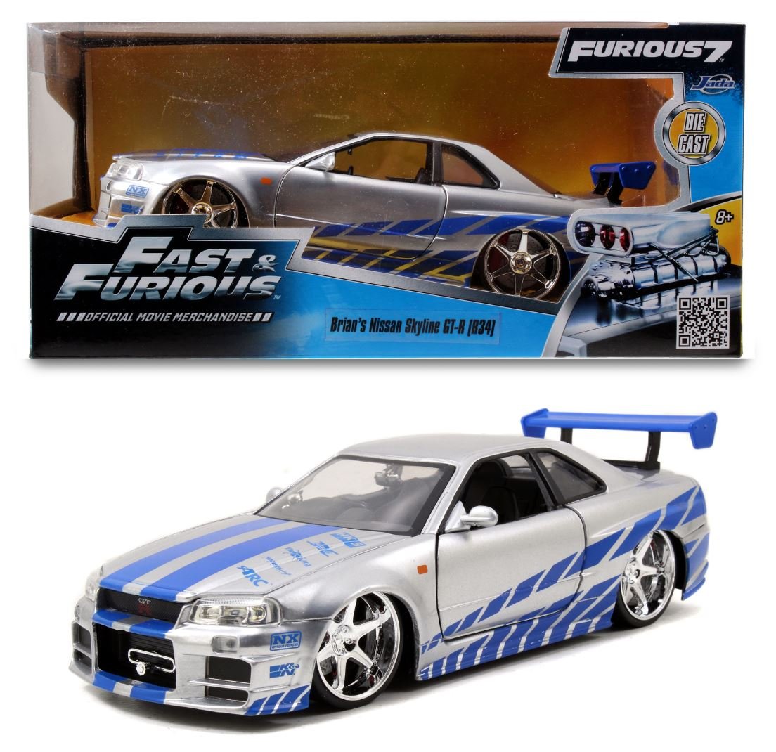 JadaToys Fast & Furious Brian's Nissan Skyline GT-R (R34) 1:24 Die-Cast Model