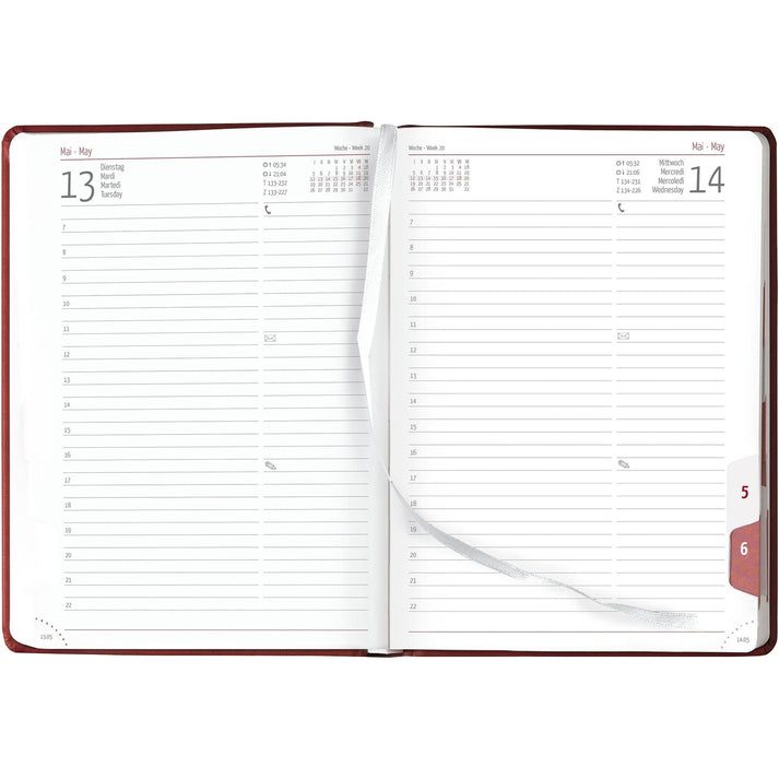 Diary A5 Padded 2025 - 1 Day A Page - Maroon