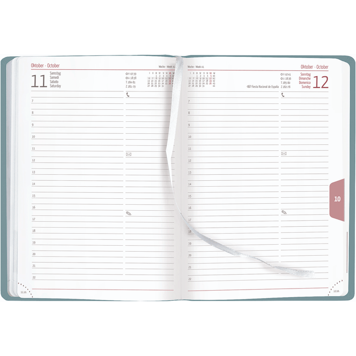 Diary A5 Padded 2025 - 1 Day A Page - Turqoise