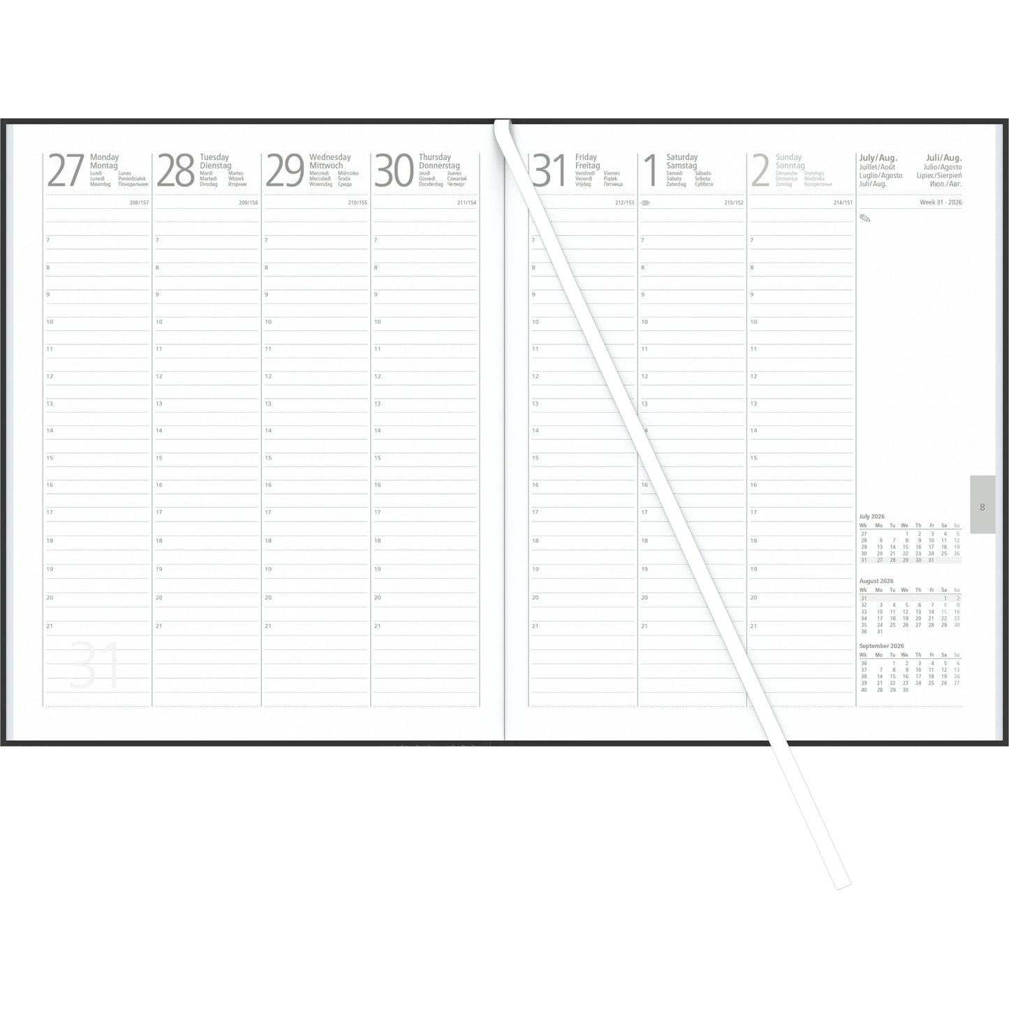 Diary 2026 one week on 2 pages 21x26.5 cm