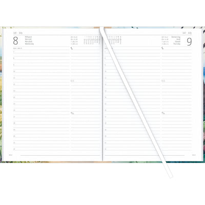 Alpha Edition Diary A5 2026 Style Roses  - 1 day a page saturday and sunday half page