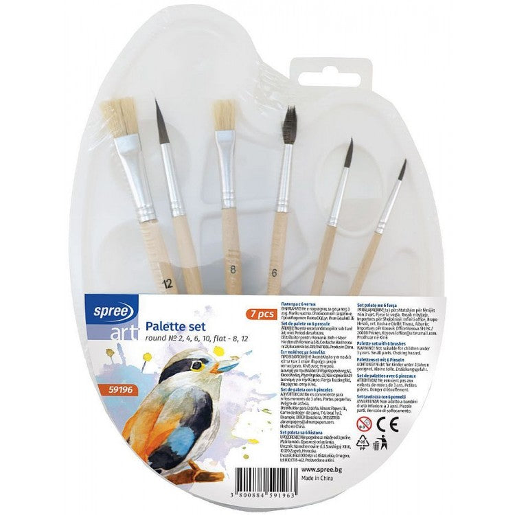 Art Brush Set - 6 Pieces with Palette