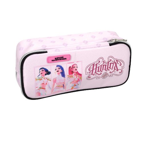 K-Pop Demon Hunters Pink Huntrix Oval Pencil Case 2 zip pencil case