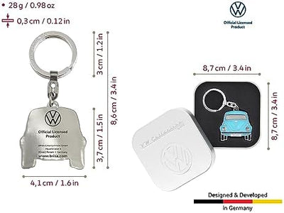 VW Collection Volkswagen Beetle Blue Enamel Metal Keyring