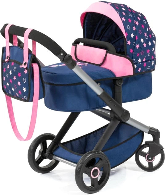Doll Pram 71 cm Blue Pink with bag 2 in 1