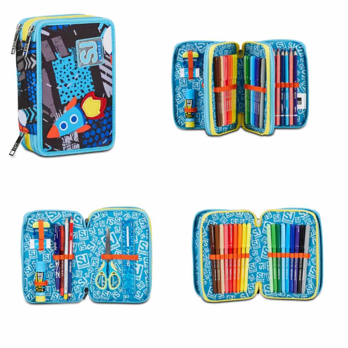 Seven 3 Zip Large Filled Space Boy Pencil Case 45Pcs