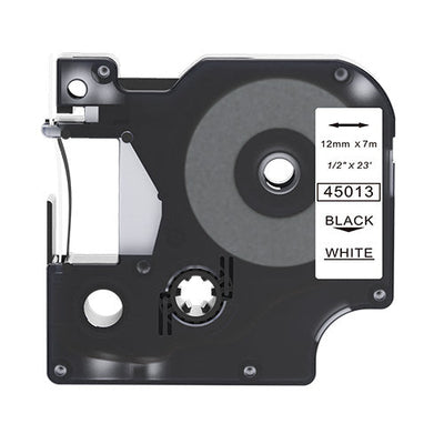 Cartridge D1  45013 Label tape - Black On White -12Mm X 7M
