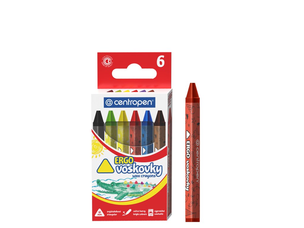 Triangular Wax Crayons x6 Colours
