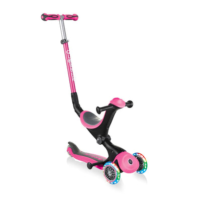 Globber Go-Up Deluxe Lights 3 Wheel Scooter - Pink 