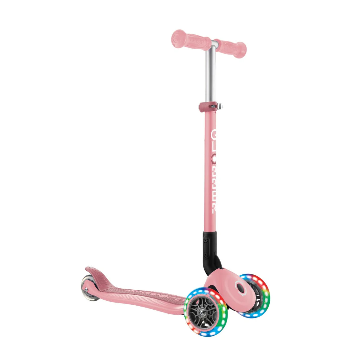 Globber Primo Foldable Lights 3 Wheel Scooter - Pastel Pink 