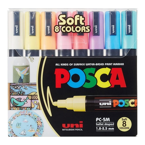 POSCA PC-5M Medium Acrylic Paint Marker Set x 8 Soft Colors