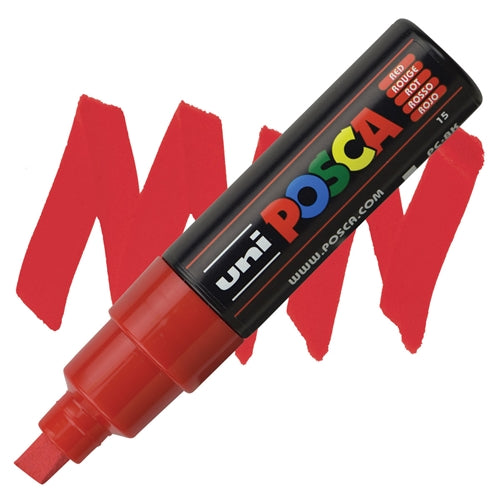 Uni Posca PC 8mm Broad Chisel Tip Acrylic Marker Red