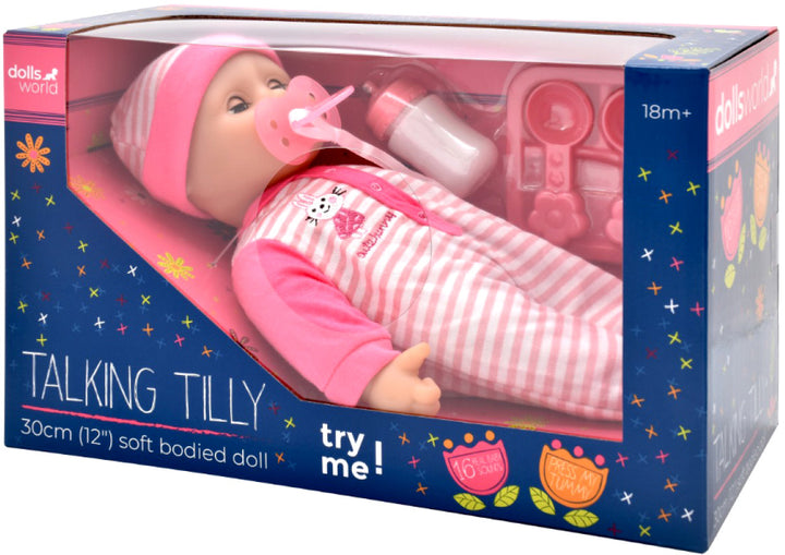 Dolls World Baby Doll Tilly With Real Baby Sounds & Accessories 30cm
