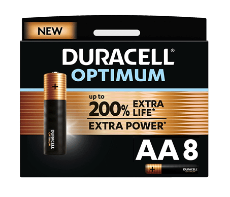 Duracell Optimum Power AA Packet X8 Battries