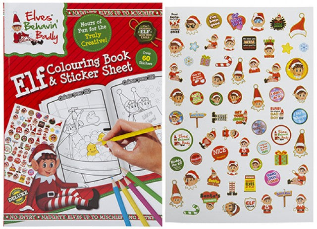 Large Christmas Elf Colouring Book With Sticker Sheet
