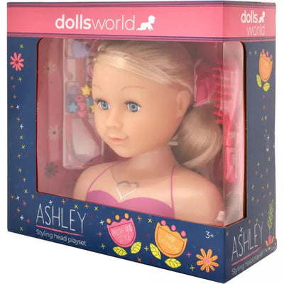 Dolls World Ashley Blonde Styling Head 21cm with Accessories