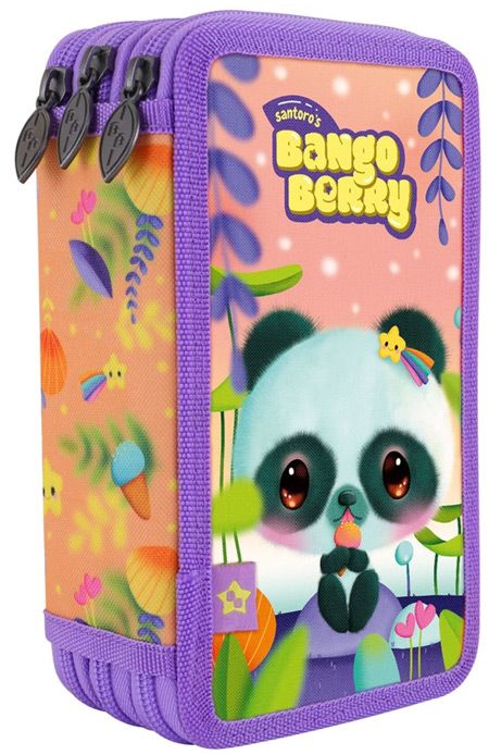 Santoro Bangoberry Pally Panda 3 Zip Filled Pencil Case