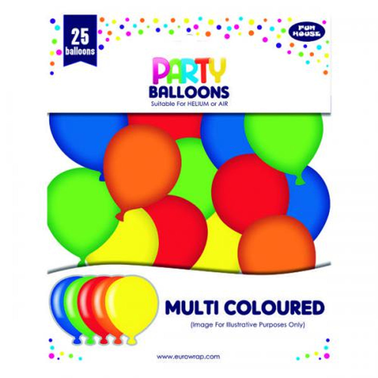 Party Latex Balloons Multi Coloured X25Pcs