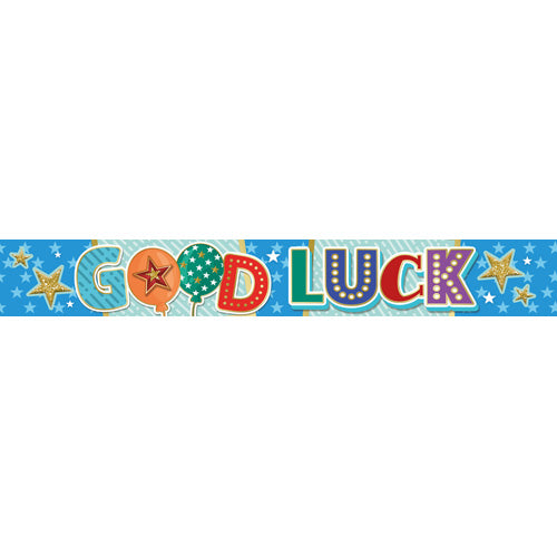 Party Foil Banner 2.7 mtrs - Good Luck - repeats 3 times