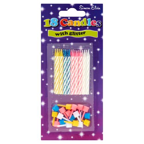 Coloured With Glitter Candles X18
