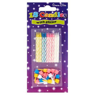 Coloured With Glitter Candles X18