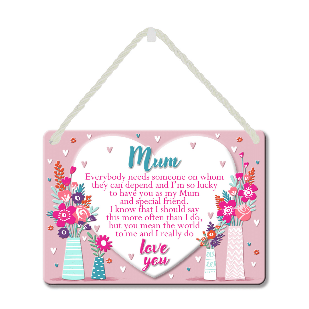 Hanging Metal Plaque - Mum