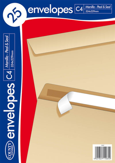 Peel & Seal A4 brown Envelopes  Pack of 25