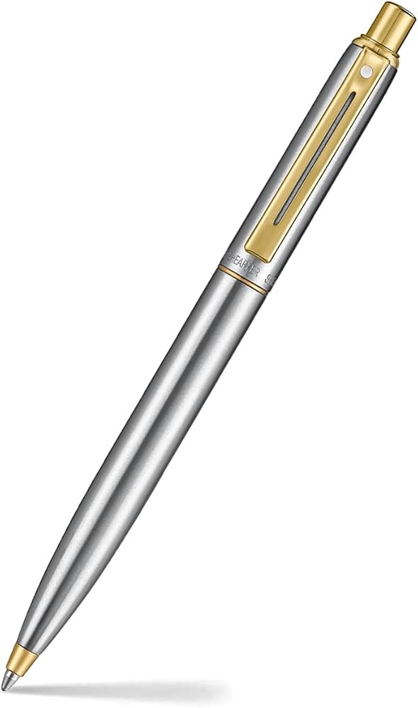 Sheaffer Sentinel Metal Brushed Chrome Ballpoint Pen with Gold-Plated Trim