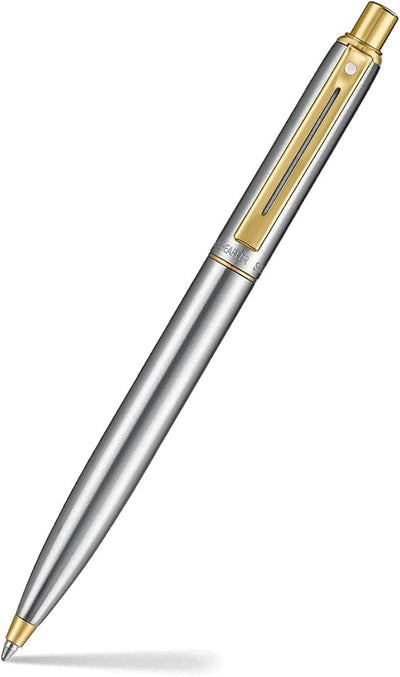 Sheaffer Sentinel Metal Brushed Chrome Ballpoint Pen with Gold-Plated Trim