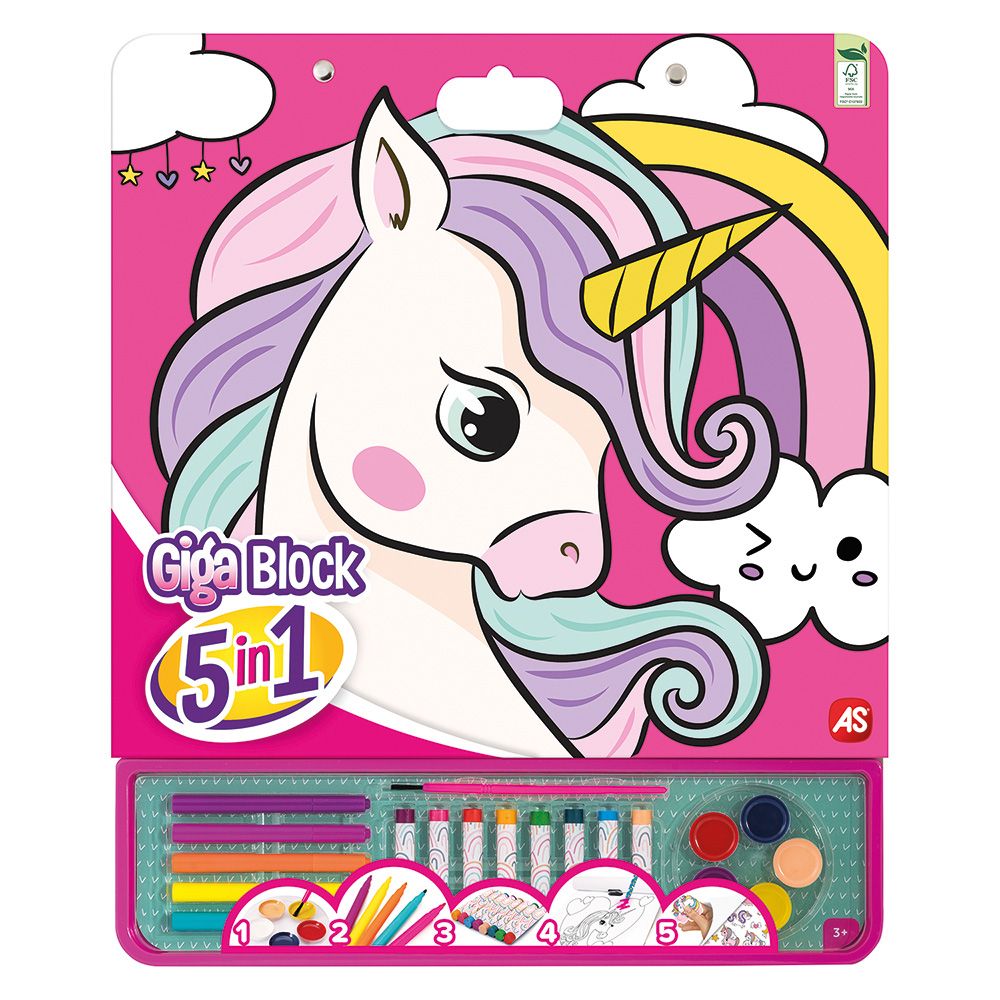 Giga Block 5 In 1 Sticker & Colouring Fantasy Dreams Unicorns