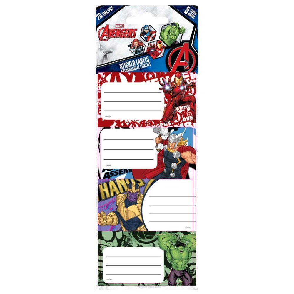 Avengers Self-adhesive Labels x 20 pcs