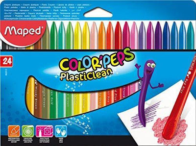 Plastic Crayons X24 Colour Peps Plasticlean