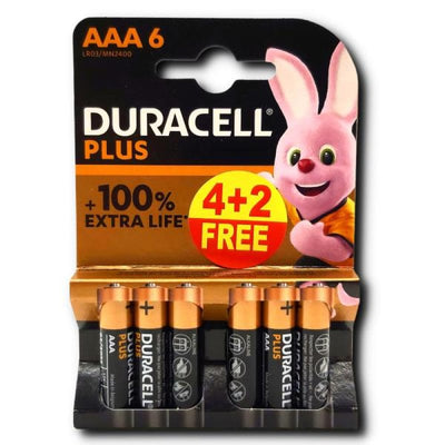 Duracell Plus Aaa 4 Batteries +2 Free