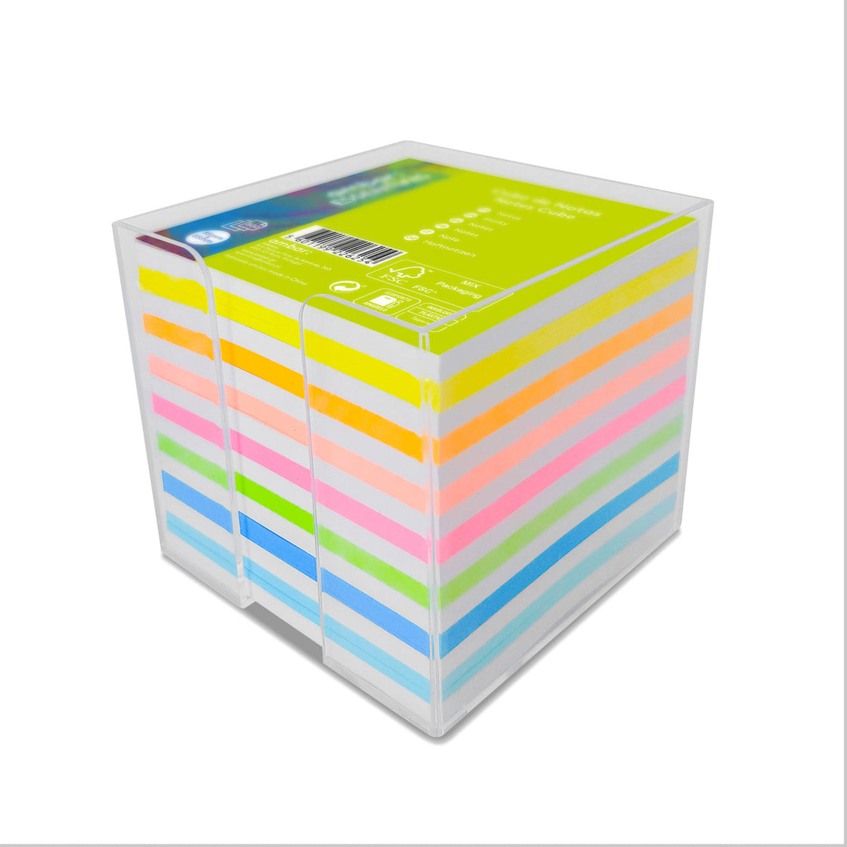 Sticky Notes Cube, 85x85mm, Neon Colors, 800 Sheets