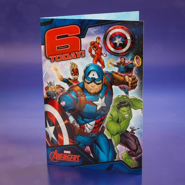 Birthday Card - Marvel Avengers 6Th Birthday Card With Badge