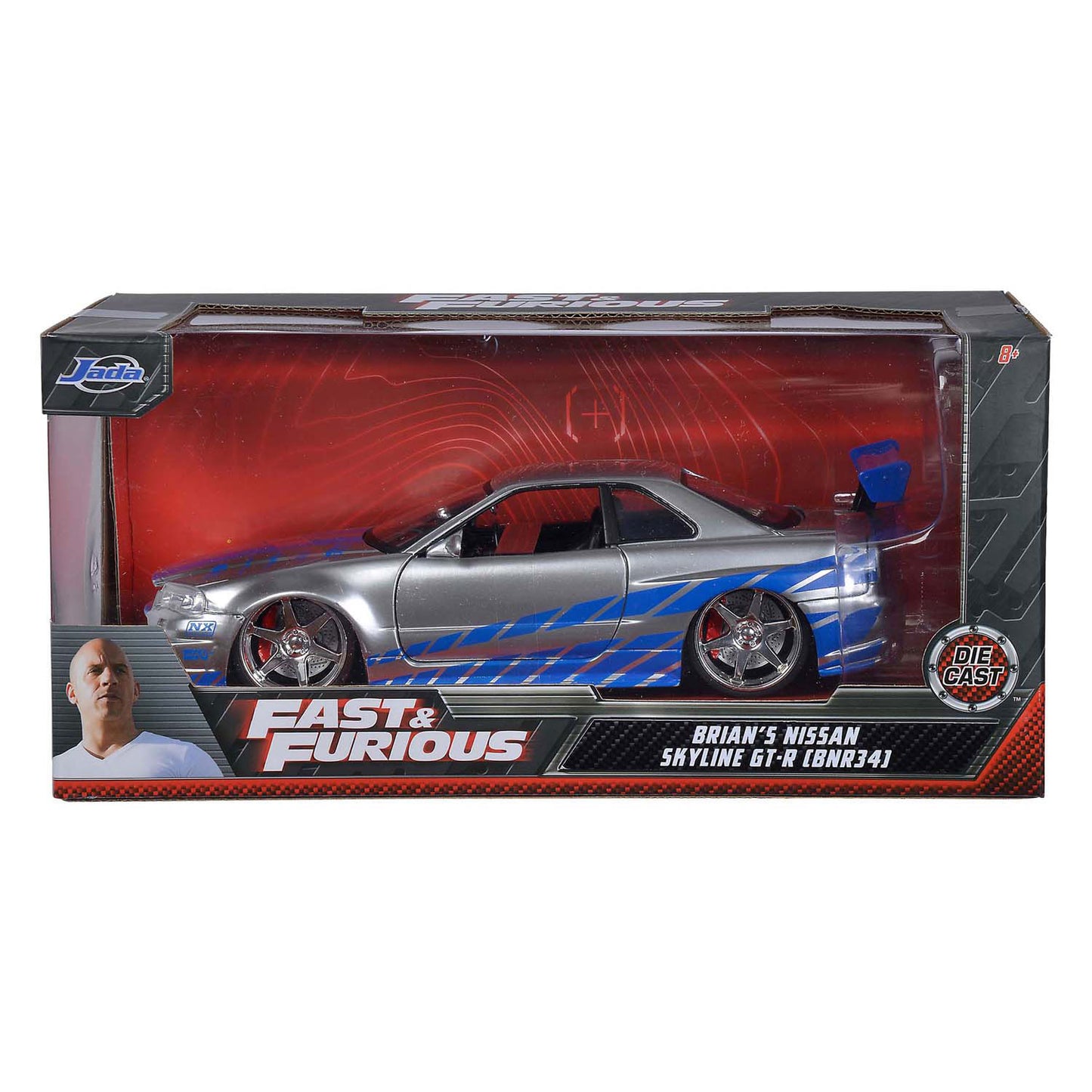 JadaToys Fast & Furious Brian's Nissan Skyline GT-R (R34) 1:24 Die-Cast Model