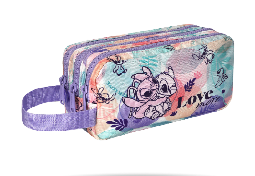 Disney Stitch Pastel Primus Triple Pencil Case 3 zip