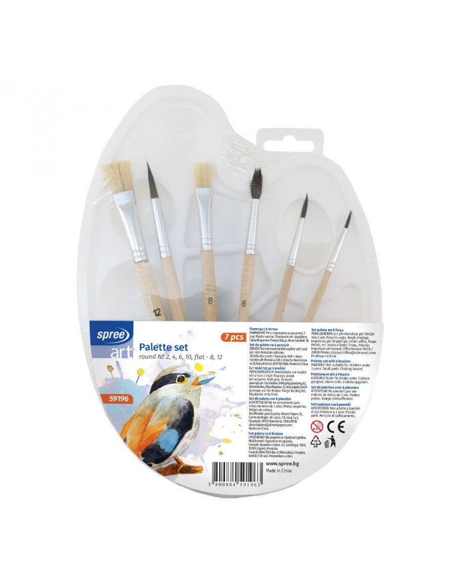 Art Brush Set - 6 Pieces with Palette